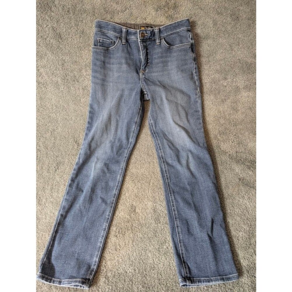 Women's Lee Jean's Slim Fit Straight Leg Mid Rise Medium Size 6 Med Wash